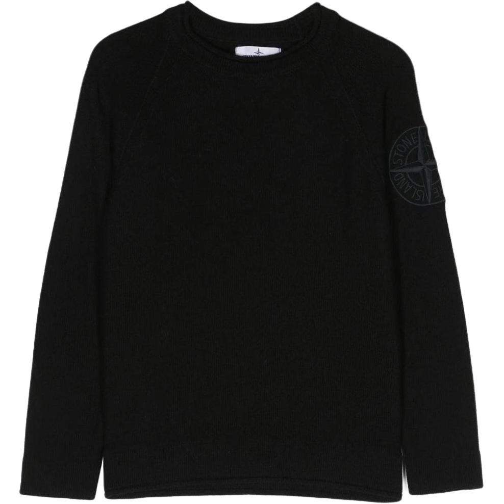Stone Island T-Shirt Kids Solid Color Round Neck Pullover Long Sleeve Kids tops Black 7916507Z1-V0029