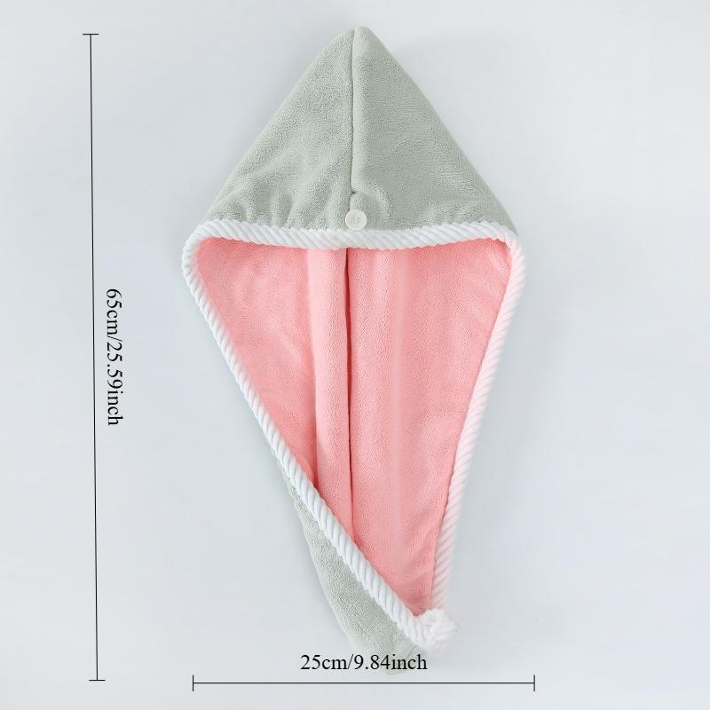 1PC Coral Velvet Double-color Double-sided Dry Hair Cap Double-layer Thickened Water-absorbing Towel Hair Wipe Shower Cap