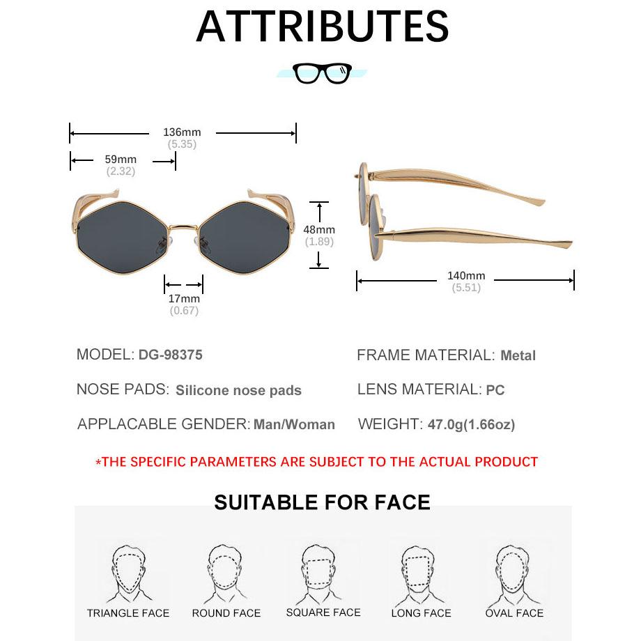 Popular y2k Metal Hexagon Sunglasses Women Men Luxury Designer Steampunk Vintage Small Frame UV400