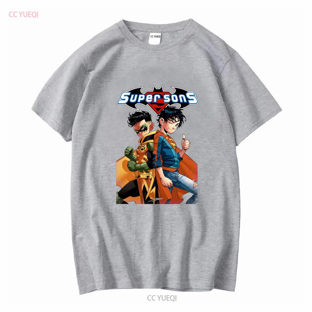 Super Sons T-Shirt Superboy Robin Damian Wayne Jon Kent Jimenez Kunst vintage Gewaschen Weich Streetwear Oberteil für den Alltag