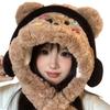 Warm Plush Bear Hat for Adult Girl Furry Thicken Earflap Hat Outdoor Headwear Skiing Mountain Climbing Coldproof Caps