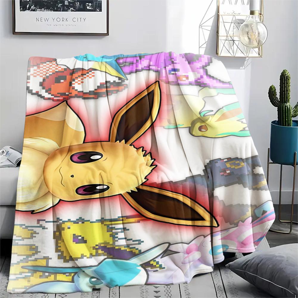 

Eevee pattern Flannel Blanket, High quality Comfortable for All Seasons, Home Decor, Warmth and Comfort, Perfect for Gifts. 80cm x 120cm