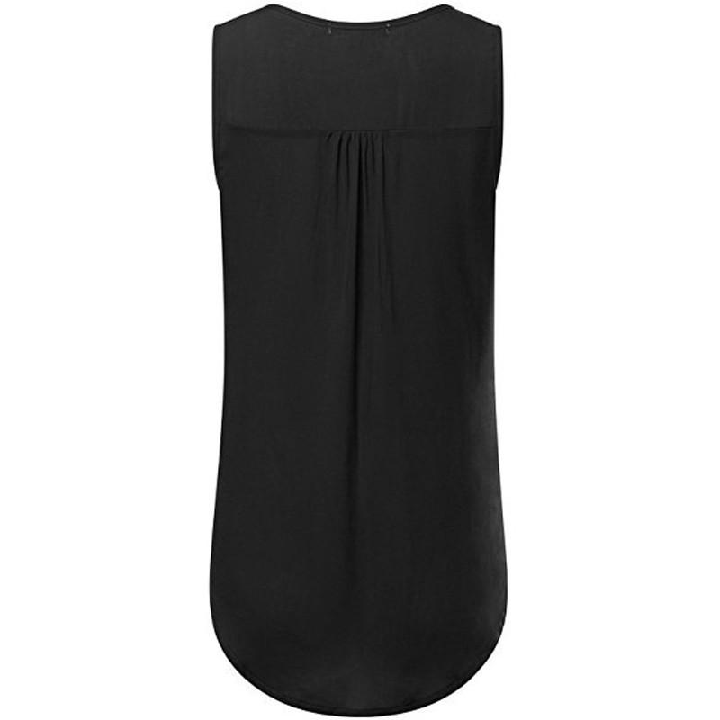 Elegant Women's Fashion Button Pocket Sleeveless Shirt With Sexy Irregular Hem Tank Tops