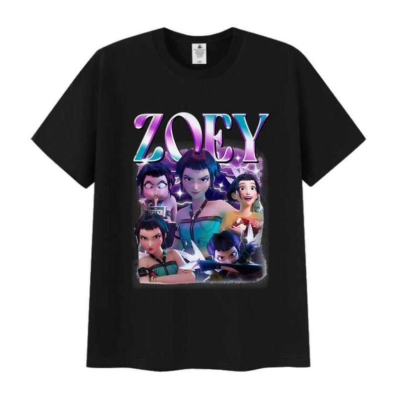 Zoey Huntrix Kpop Demon Hunters 2025 Graphic T Shirts Men Women Retro High Quality Fashion T-shirt Casual Oversized Cotton Tees