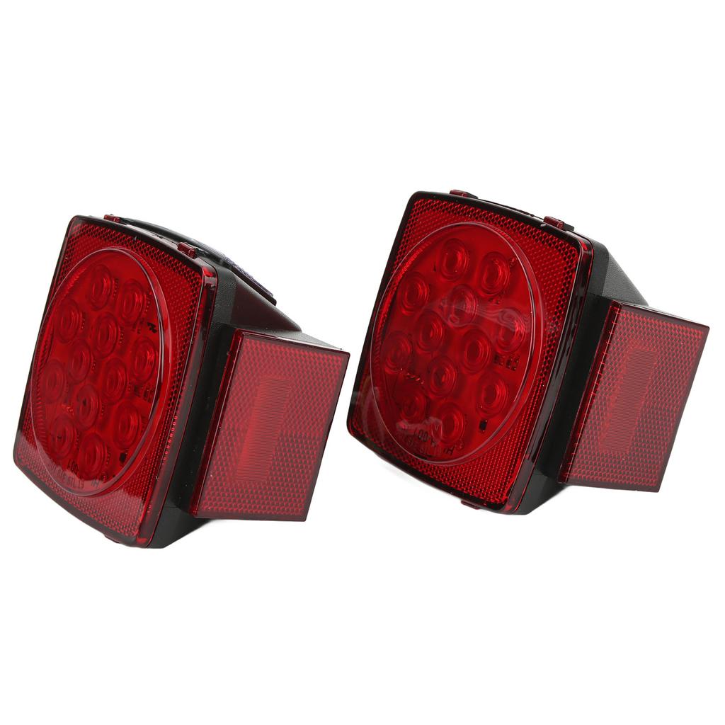 Pair LED Square Lights 12V Trailer Tail Brake Lamp High Brightness for Campers Boats Snowmobiles