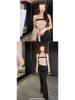 Niche Bodycon Pure Desire Camisole & Slimming Knit Cardigan Set - Women's Two-Piece, Short Tank Top and Long Sleeve Knit Cardigan.