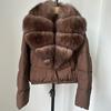 Womens Short Warm Puffer Coat With Real Fox Fur Collar Lightweight Down Jacket Winter Urban Commute