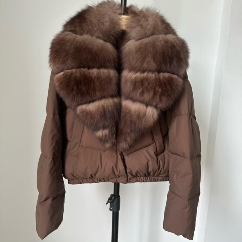 Womens Short Warm Puffer Coat With Real Fox Fur Collar Lightweight Down Jacket Winter Urban Commute