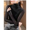 Women High Collar Mesh Base Layer Top Fleece Lined Thick Stretchy Long Sleeve Warm