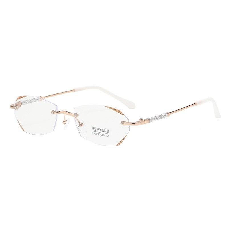 2PCS Elegant Frameless Diamond Cut Edge Glasses For Women High-Definition Anti-Blue Light Anti-Fatigue Glasses