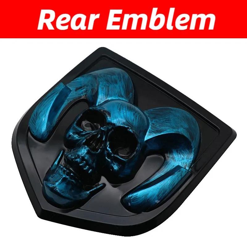 GXP1  Car Front Badge Tailgate Emblem for Dodge Ram 1500 2500 3500 HeavyDuty BigHorn 2010-2018 Skull ABS Car Sticker Pickup Decoration