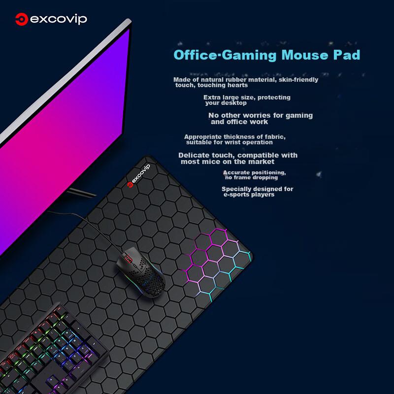EXCO Mouse Pad, Extra Large Desk Mat, Computer Office Gaming Cartoon Anime Edge-Locked Keyboard Pad, Non-Slip, 800*300mm, Hexagonal Colorful 0258