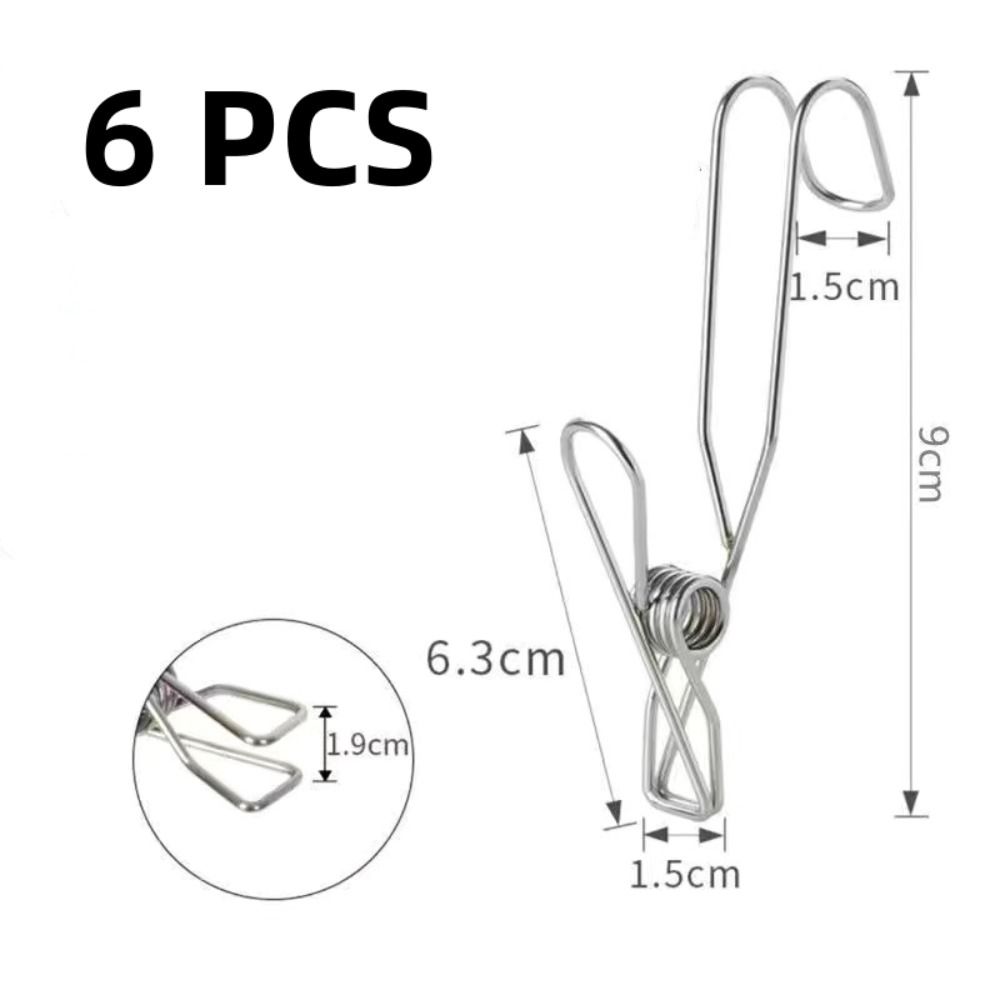 6Pcs Durable Long Tail Clip Organizer Metal Clothespins Multifunctional Towel Organizer  Closet