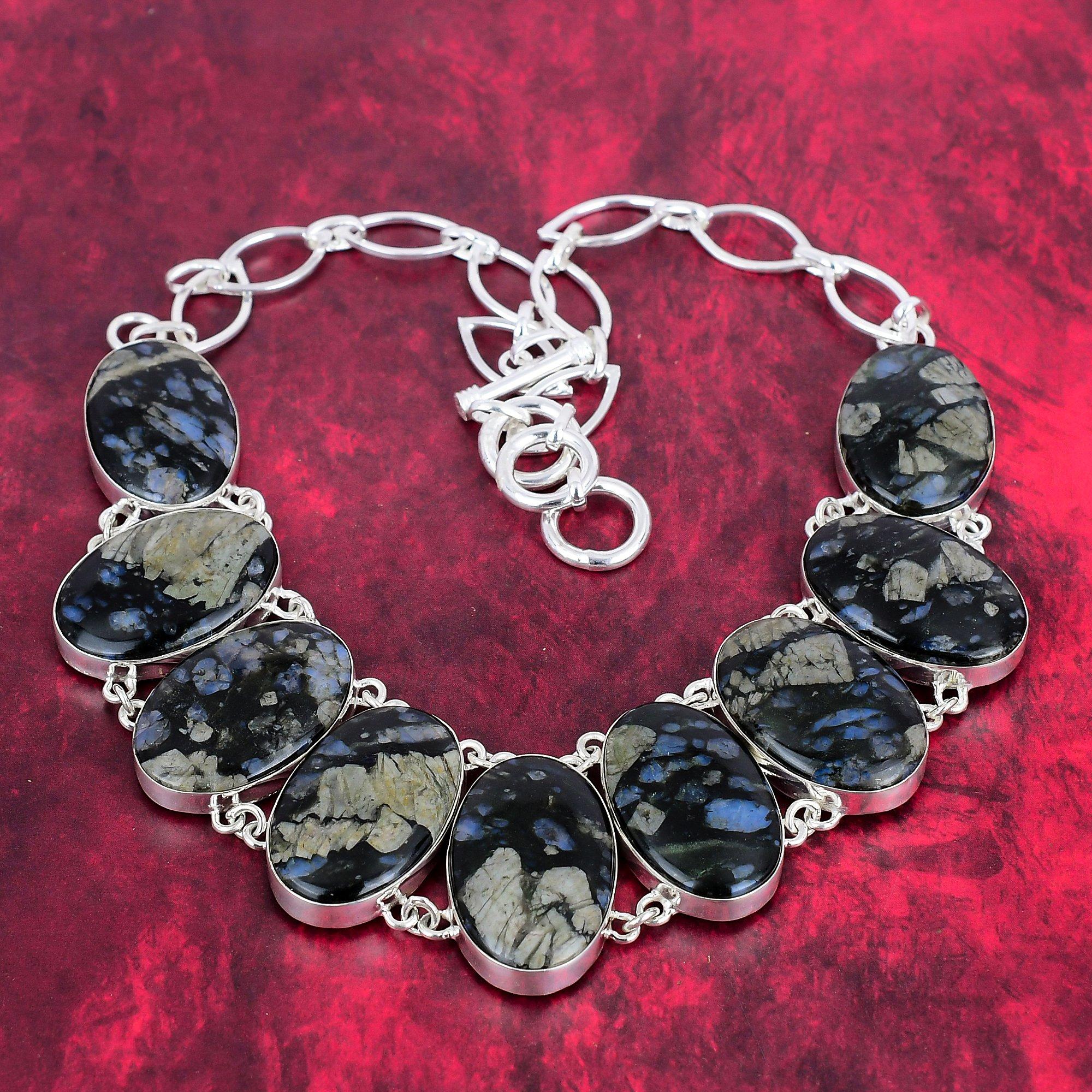 

Ожерелье из марцезита, ювелирные изделия ручной работы новейшего дизайна, регулируемое ожерелье-цепочка из стерлингового серебра 925 пробы с драгоценным камнем, подарок для матери Adjustable with 18 inches синий