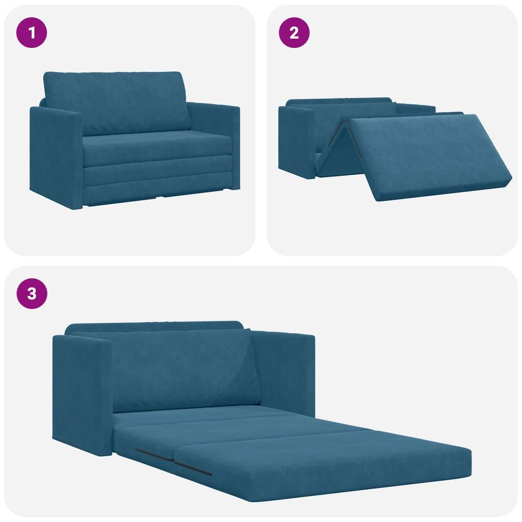 Blue Sleeper Sofa 124 x 71 x 78 cm Velvet