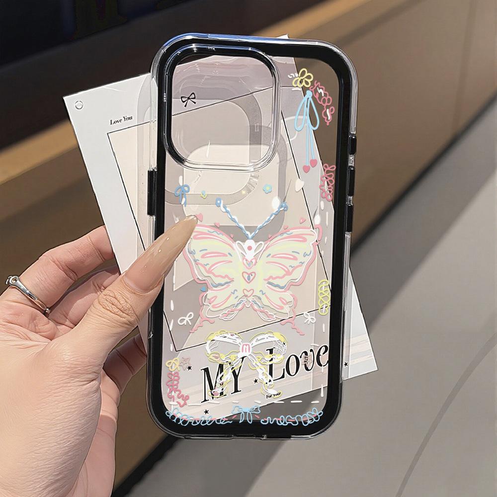 Colorful Bowknot Phone Case For iPhone 17 16 15 14 13 12 Pro Max 17 Air Shockproof Candy Color Frame Clear Bumper Back Cover