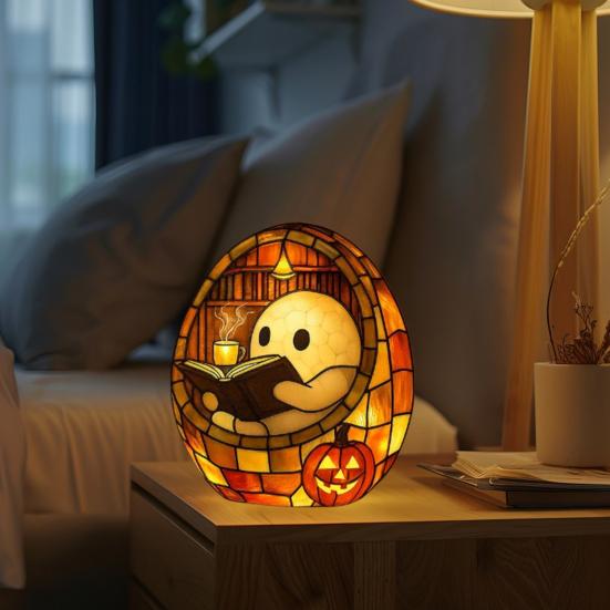 Ghost Bubble Bath Lamp Cute Ghost-Themed Night Light Color-Changing LED Mood Light for Bedside Bathroom Decor