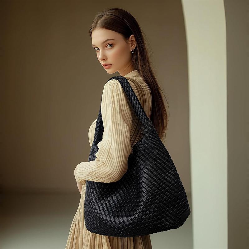 Borsa Tote Intrecciata da Donna Borsa a Mano Intrecciata Grande Borsa a Spalla in Pelle Morbida Borsa Shopper da Lavoro Borsa Tote Estiva da Spiaggia e Viaggio con Portamonete