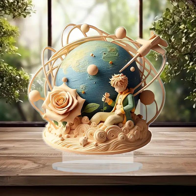 

2D Flat Prince Acrylic Desktop Decoration, with Base, Flower, Suitable for Wall Decoration, Porch, Room, Villa, Accents Home, Hallway, or Workplace - 20*19CM