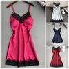 Women Nightdress Contrast Colors Stain Lace Patchwork Women Nightie for Sleeping