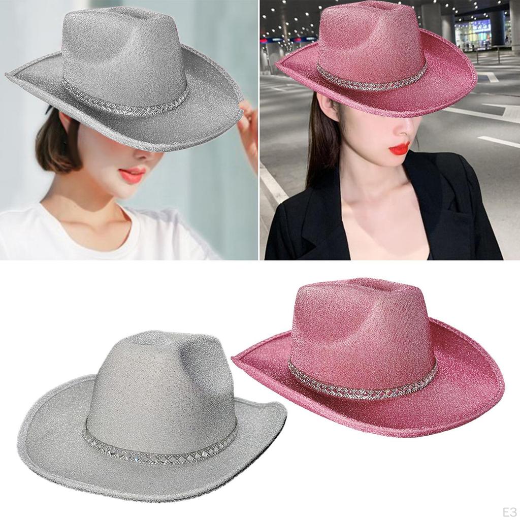 Glitter Cowboy Hat Cowgirl Sun for Nightclub Party Accessory Fancy Dress