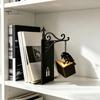 Decor Cameră de Citit Fantomatică Suporturi Metalice Gotice pentru Cărți cu Lumină Suspendată, Lumină de Noapte Decorativă Pisică Corb pentru Birou Raft de Cărți Lampă, Biserică Vintage