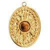 Stainless Steel Oval Star Tiger Eye Stone Pendant Jewelry