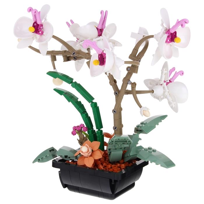Construction Blocks Flower Orchid in a Pot White to be assembled 581 pcs.