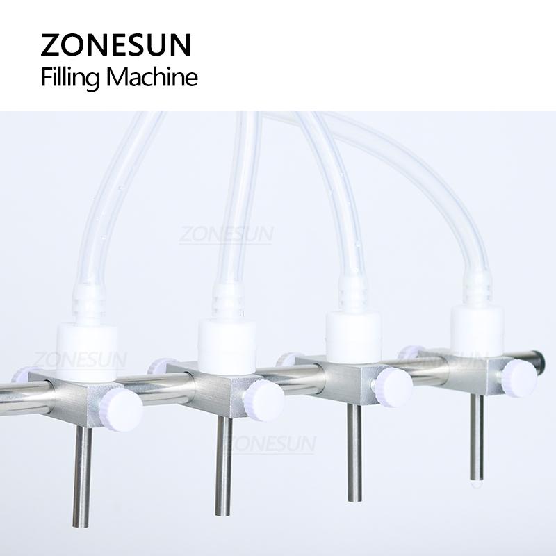 ZONESUN ZS-YTPP4T Halbautomatische Vierdüsen-Flüssigmilch-Augentropfen-Mundlösung-Flaschen-Peristaltikpumpen-Abfüllmaschine