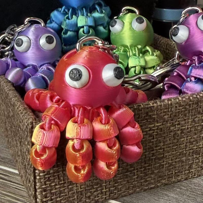 Portachiavi Polpo 3D Carino - Tentacoli e Piedi Flessibili Colori Vivaci Accessorio da Appendere per Sacchetto Regalo di San Valentino Decorazione da Scrivania