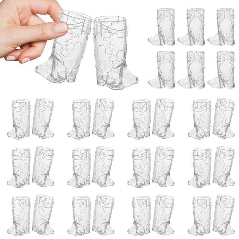 

10 шт. Прозрачные рюмки-сапожки Мини-пластиковые стаканчики Ковбой Ковбойша Украшение на день рождения Свадебные принадлежности для девичника Подарок чистый