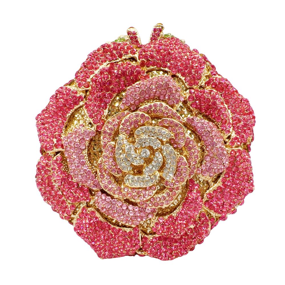 

Gold Flower Diamond Evening Clutch Purse WHTUOHENG Lady Women s Formal Party Rhinetone Purses Crystal Dinner Wedding Handbags 14cmX14cmX5cm
