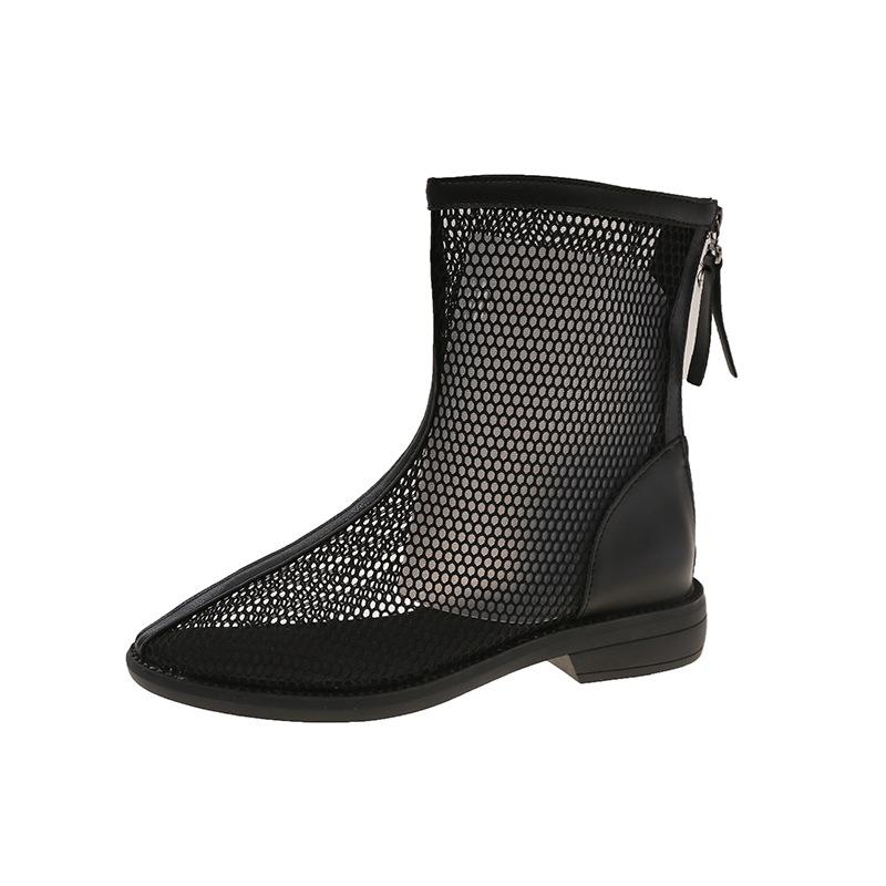 2025 summer net boots new breathable explosion women's boots mesh hollowed out Martin boots short boots mesh medium boots
