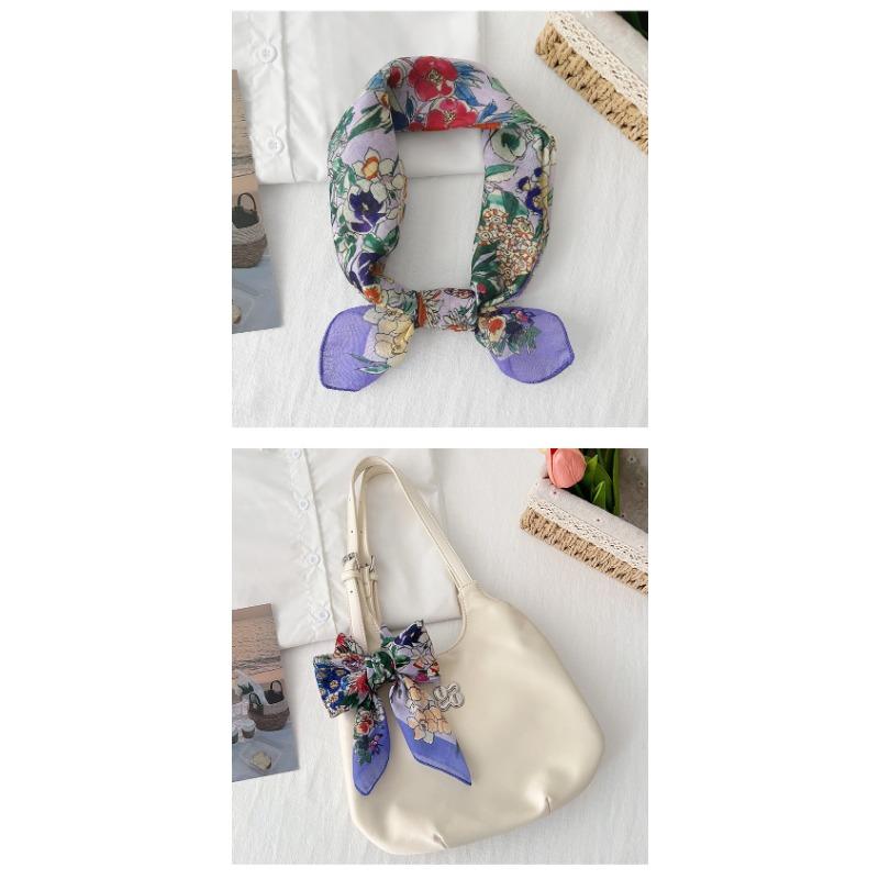 Korean Ins Style Versatile Floral Small Square Scarf For Women