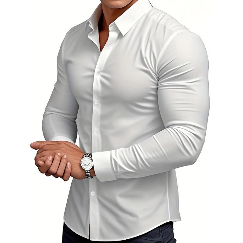 Men S Slim Fit Long Sleeve Business Shirt Wrinkle Resistant Casual Work Shirt