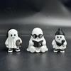 Cute Ghost Decor Halloween Figurine, Holding Coffee/Book/Record Resin Statue, Trendy Interior Soft Furnishings Spooky Tabletop Ornament for