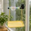 Bird Cage Hanging Perch with Suction Base Textured Surface Waste Tray