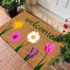 Lebendiger Pastorale Blumen Willkommens-Fußmatte 2D Flachdruck Rutschfeste Bodenmatte für Wohnzimmer Schlafzimmer Eingangsbereich Haus Garten Dekoration