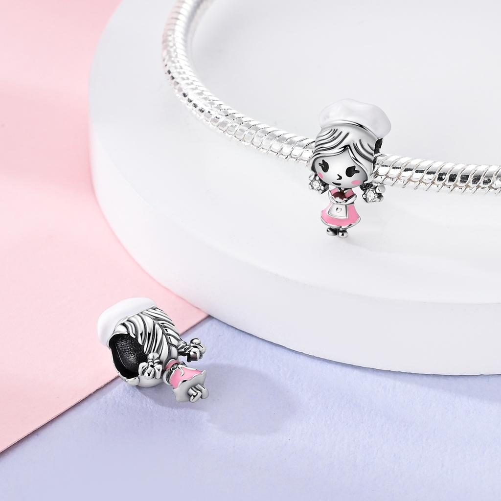 Copper Plated Charms Beads For Bracelet Diy Bakery Girl Sea Shell Charms Fit Original Pendant Dangle Women Fine Jewelry