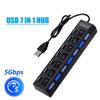 USB 1.1 Hub USB High Speed Splitter 7 Port 1Gbps Hub Power Adapter With Multiple Expander Hub For PC Laptops Desktop Computer