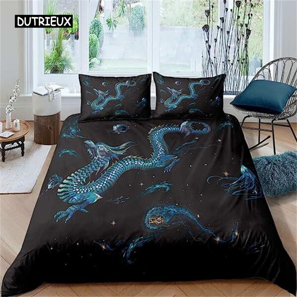 

Пододеяльник Dragon Purple Nebula Загадочный Космос Чехол для Одеяла Триповый Комплект Постельного Белья Для Детей Мальчиков Девочек Подростков Декор Комнаты 140x200cm 3pcs