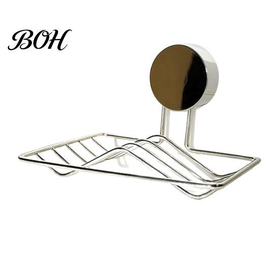 Easy Install Soap Rack Stainless Steel Dish, No-Drill Suction Cup Holder, with Removable Dish Double Slot Design, Drainage Tray for Bathroom