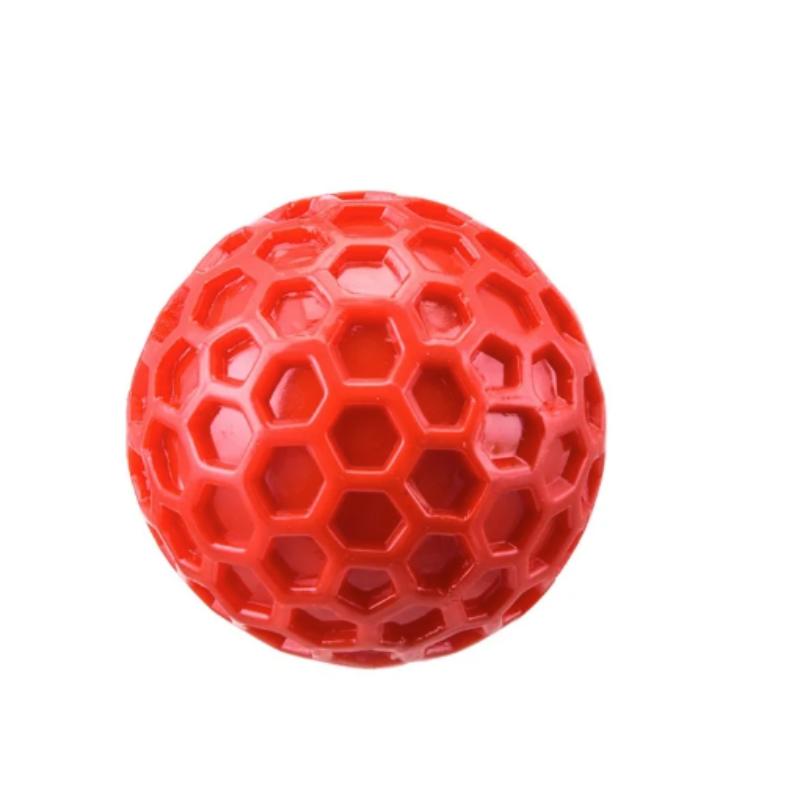 

New Dog Toys Bite Resistant Interactive Throwing Sound Honeycomb Balls Natural Rubber Teething Clean Teeth Toys Pet Products S-5.5CM красный