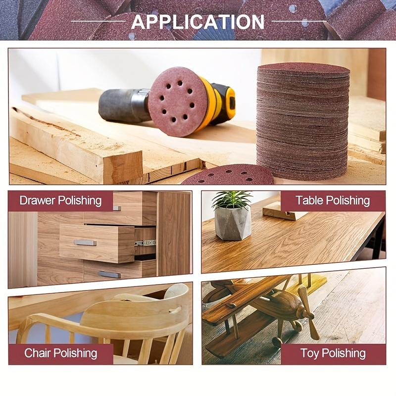 30PCS 5 inch (125mm) round sandpaper, 8-hole sanding sandpaper, 60/80/100 mesh, suitable for polishing