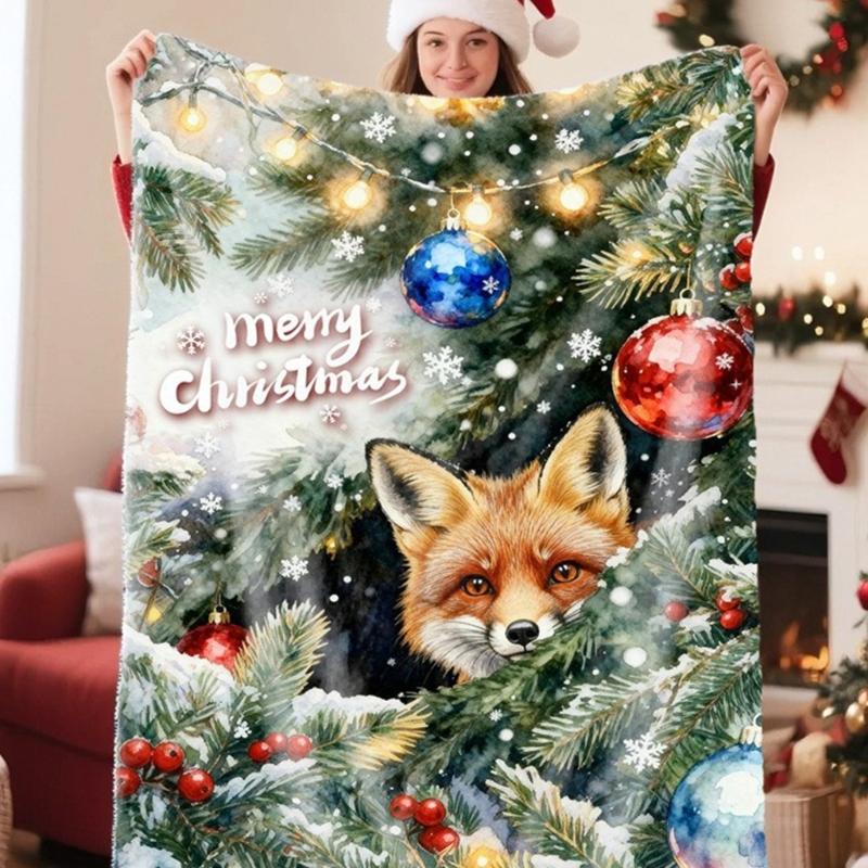 (1pc)Lovely Christmas Animal Blanket Fuzzy Cartoon Blanket for Kids Teens Great New Year Gifts