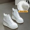 High-top shoes women's autumn and winter 2025 new little white shoes platform-soled lace-up short boots women's fashion solid color simple women's sho