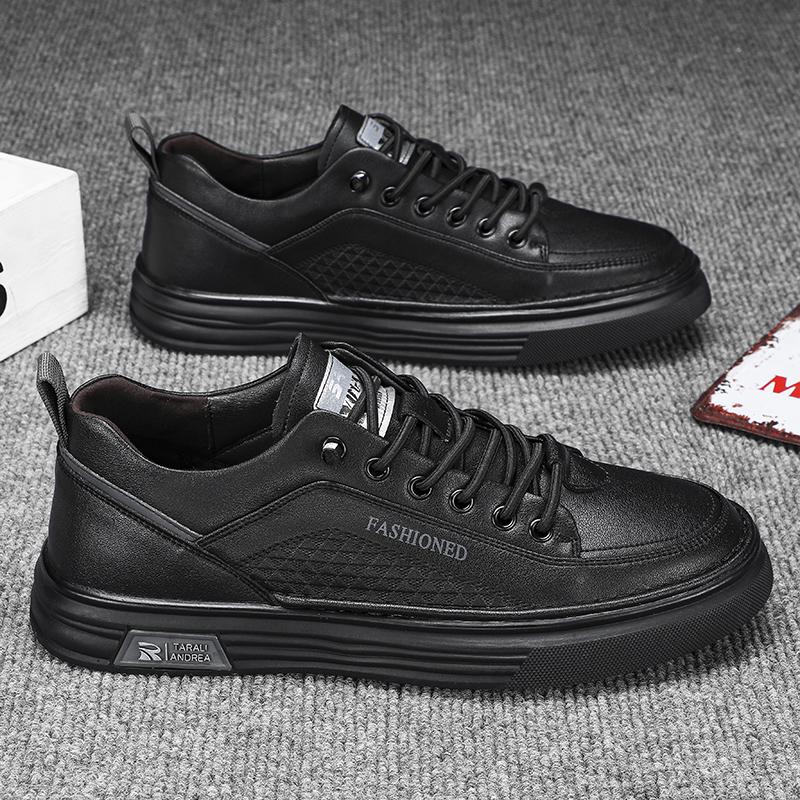 

Мужские кроссовки для скейтбординга на плоской подошве из кожи, удобные повседневные кроссовки 2025 года, новые кроссовки для занятий спортом на открытом воздухе, роскошные дизайнерские кроссовки для тенниса EU44 чёрный