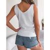 Summer Tops Solid Color V-neck Hollow Out Sleeveless Knitted Sweater Fashion Vacation Vest Women's Clothing