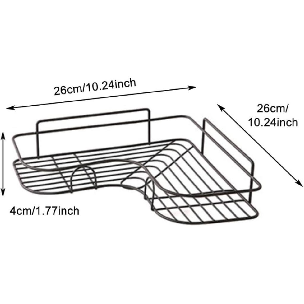 Pilarmuture 1 estante moderno de esquina de hierro negro para ducha, fuerte y duradero, sin taladro, estante de ducha montado en la pared para baño,