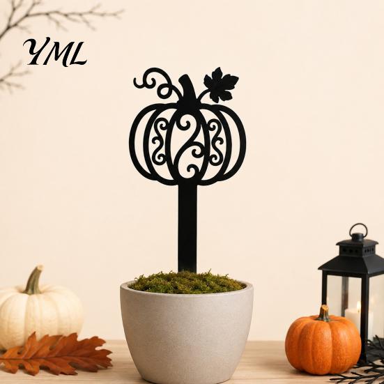 Halloween Gartenstecker 5 Stück Pflanzstecker, Acrylschild für Außenbereich Garten Rasen Hinterhof, Pflanzenornamente Geisterhaus Schwarze Katze Silhouette Kunst